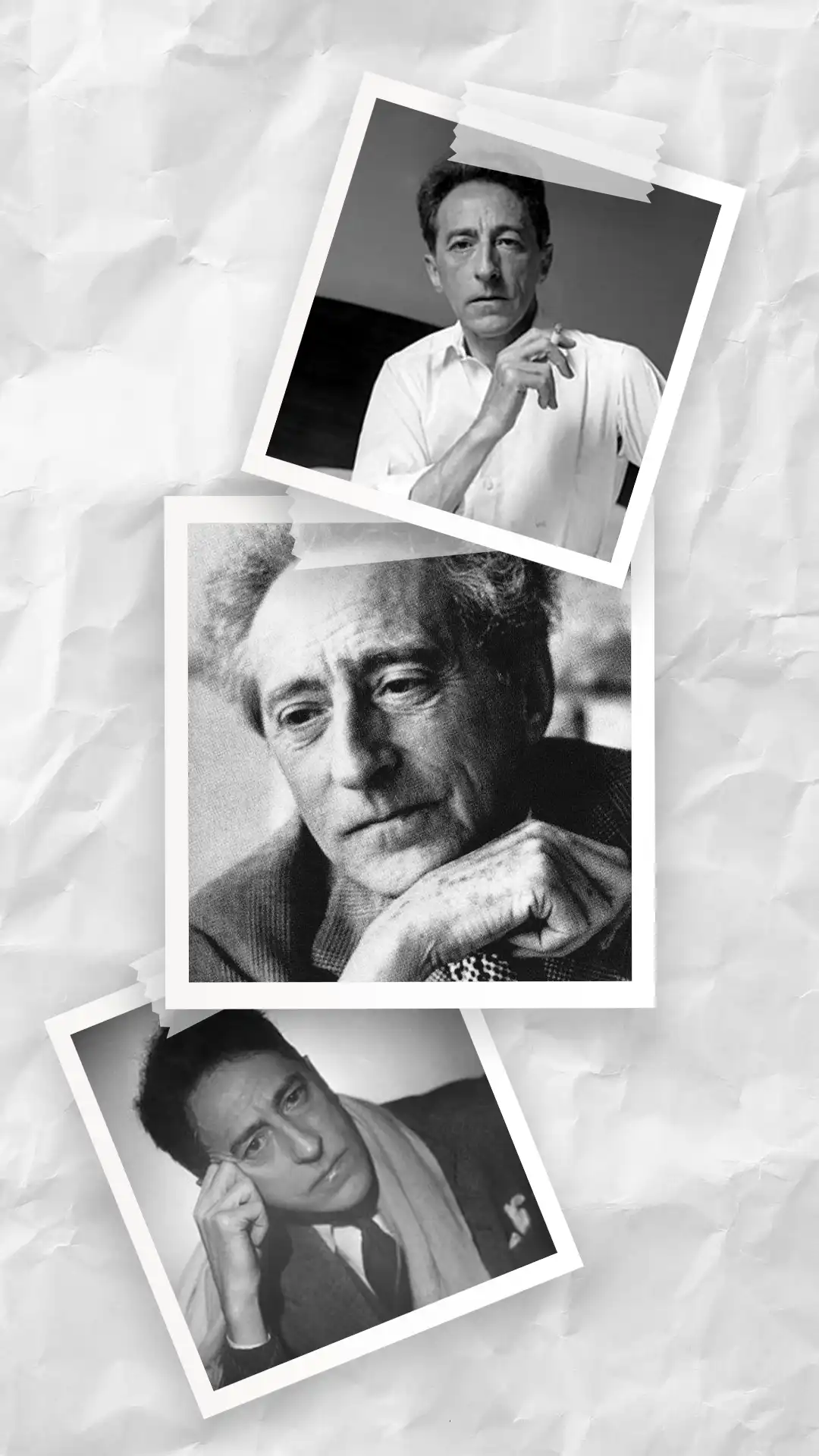 Moodboard de sélection de photos pour le portrait au stylo Bic de Jean Cocteau