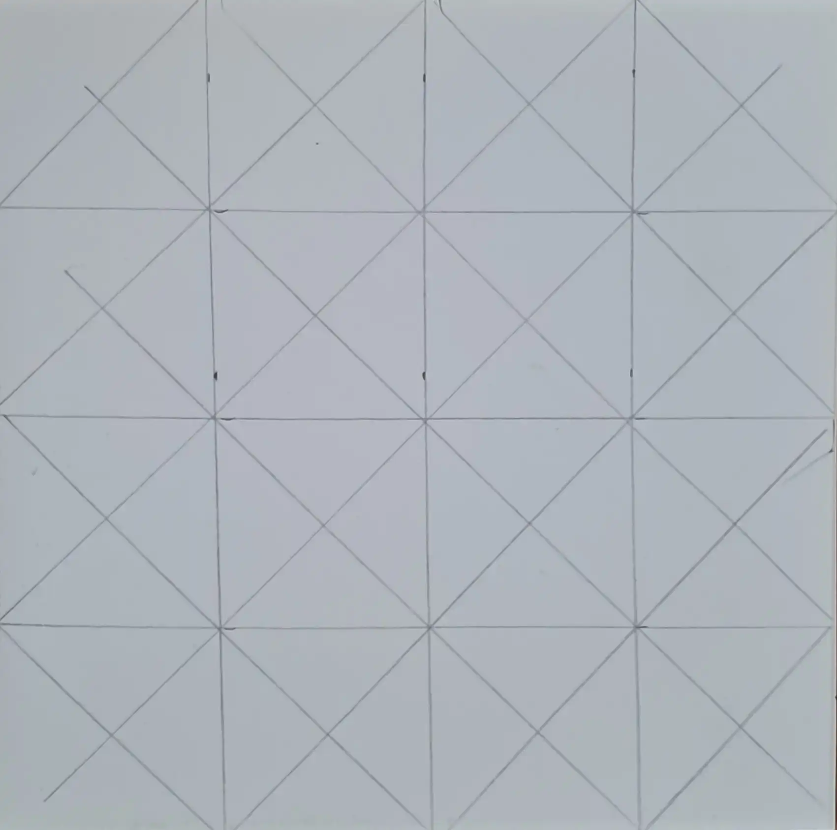 Quadrillage tracé sur papier aquarelle 300g avec diagonales pour le portrait au Bic