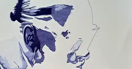 Portrait au stylo Bic en cours de création - étapes de réalisation