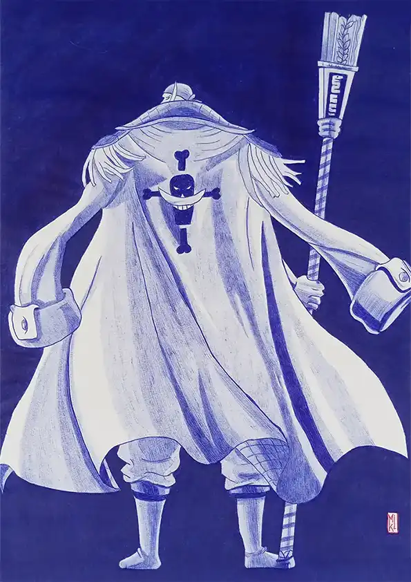  Barbe blanche de la série One Piece - Dessin au stylo Bic