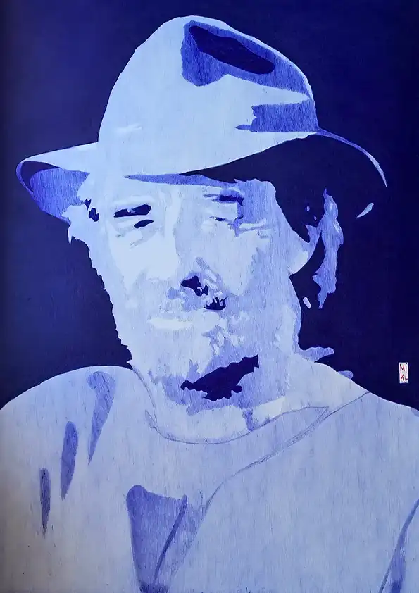 Jean-Paul Belmondo dans le film Itineraire d'un enfant gâté - Dessin au stylo Bic. Format A3