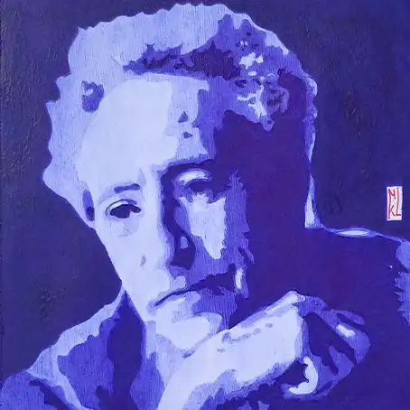 Jean Cocteau portrait au stylo Bic. Format 16 x 16 cm