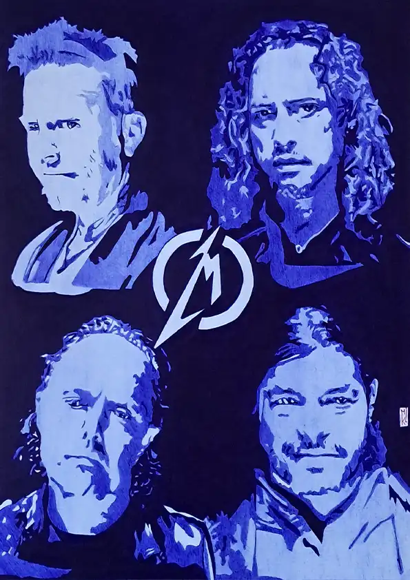 Metallica au stylo Bic. Format A3