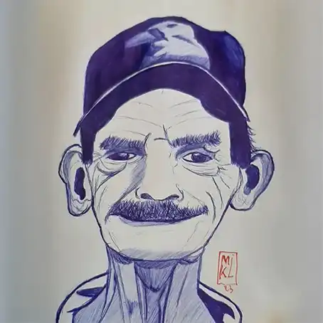  Portrait  au stylo Bic d'un homme vêtu d'une casquette