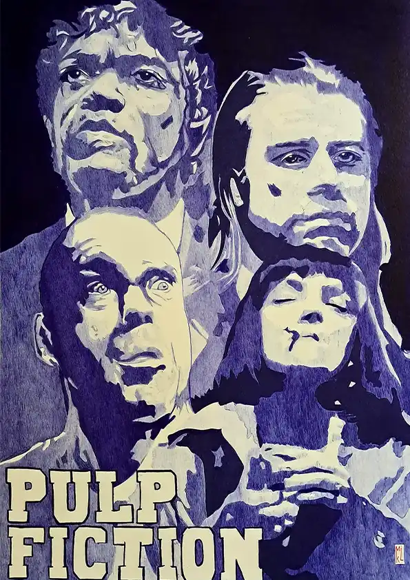 Pulp Fiction - Revisite de l'affiche du film au stylo Bic