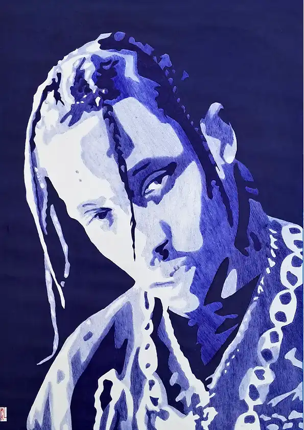 Travis Scott - Portrait au stylo Bic