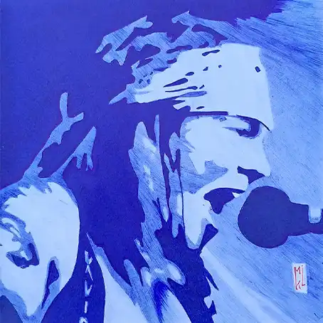 W Axl Rose du groupe Guns'N'Roses - Portrait au stylo Bic