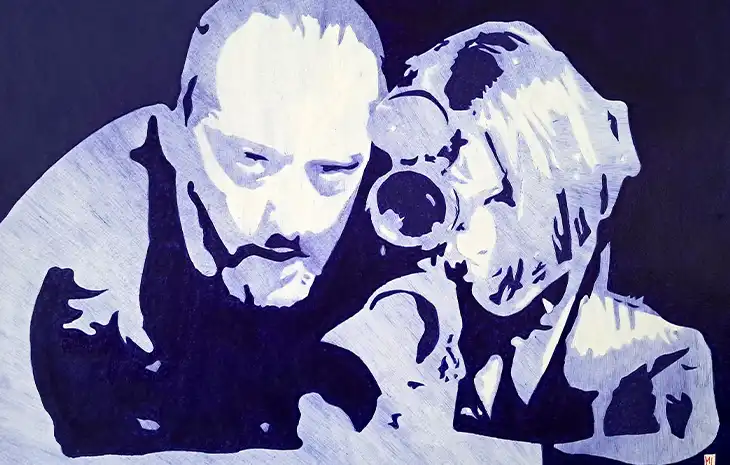Portrait au stylo Bic, art contemporain par Mikl